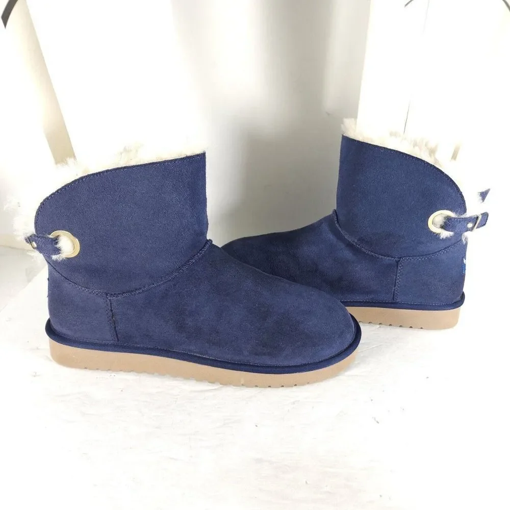 Koolaburra By Ugg Women's Remley US 10 Mini Suede Navy Blue Fur Lined Boots_6